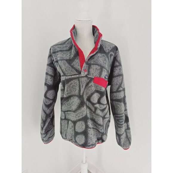 Patagonia Synchilla Pullover Fleece Gray Red Tribal Aztec Mens S Unisex Womens M - Picture 2 of 12